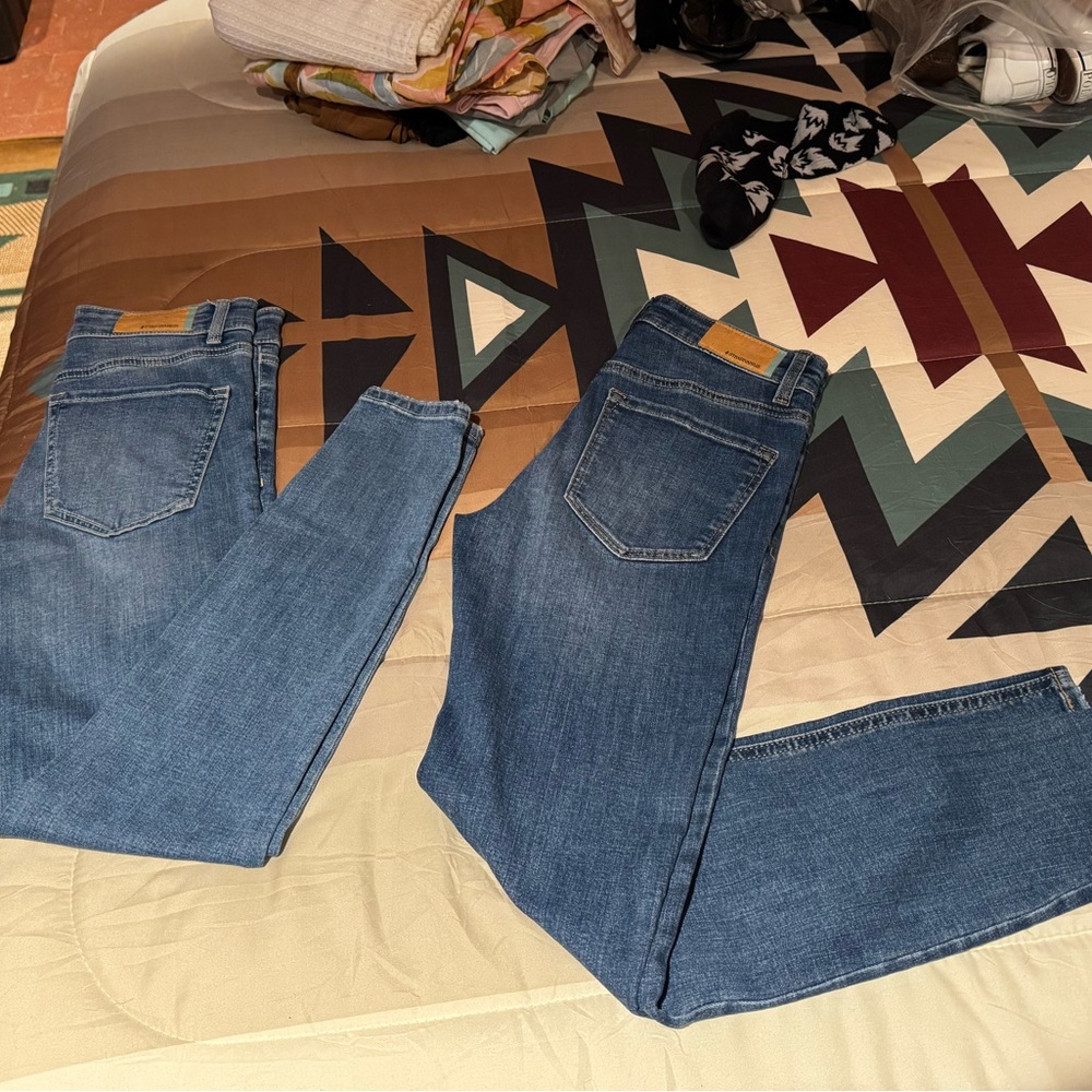 stradivarius Women's Skinny Jeans in Mid Blue Denim 2 pack